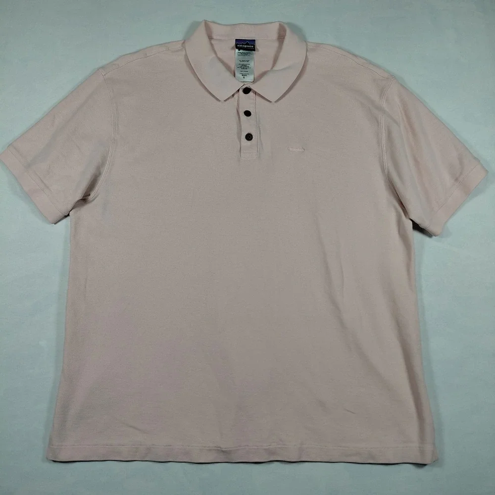 Patagonia Mens XL Pink Organic‎ Cotton Short Sleeve Pique Polo Shirt